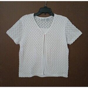 Women's LARGE Textured Pattern Cardigan Career Office Business Church Modest Top